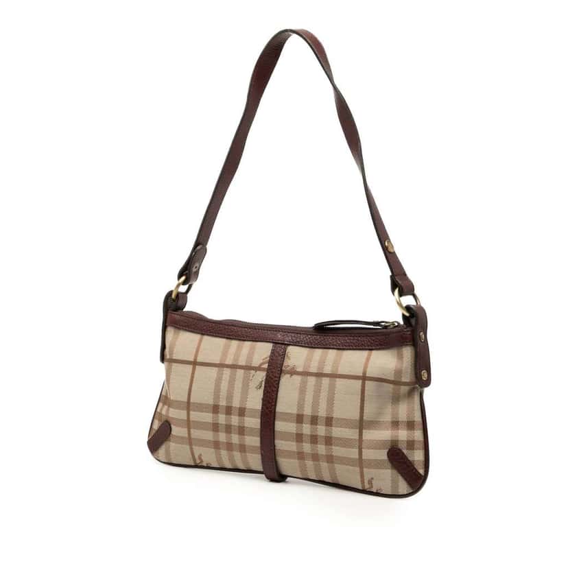 Burberry Haymarket Check Canvas Shoulder Bag Brown Canvas Good condition - Back View