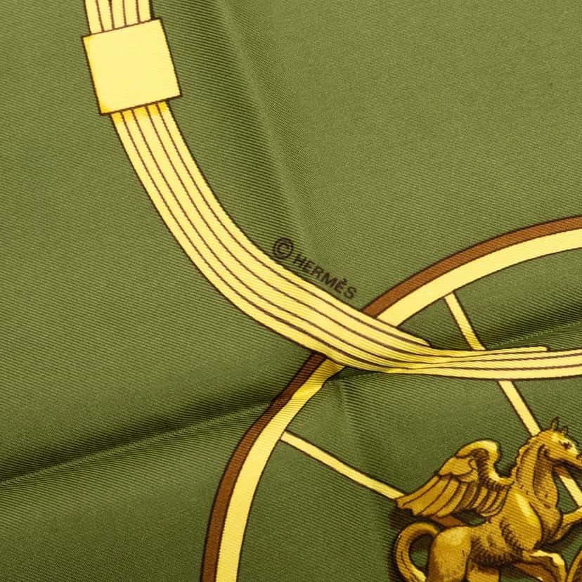 Hermès Springs Silk Scarf Green Silk Good condition - Box View