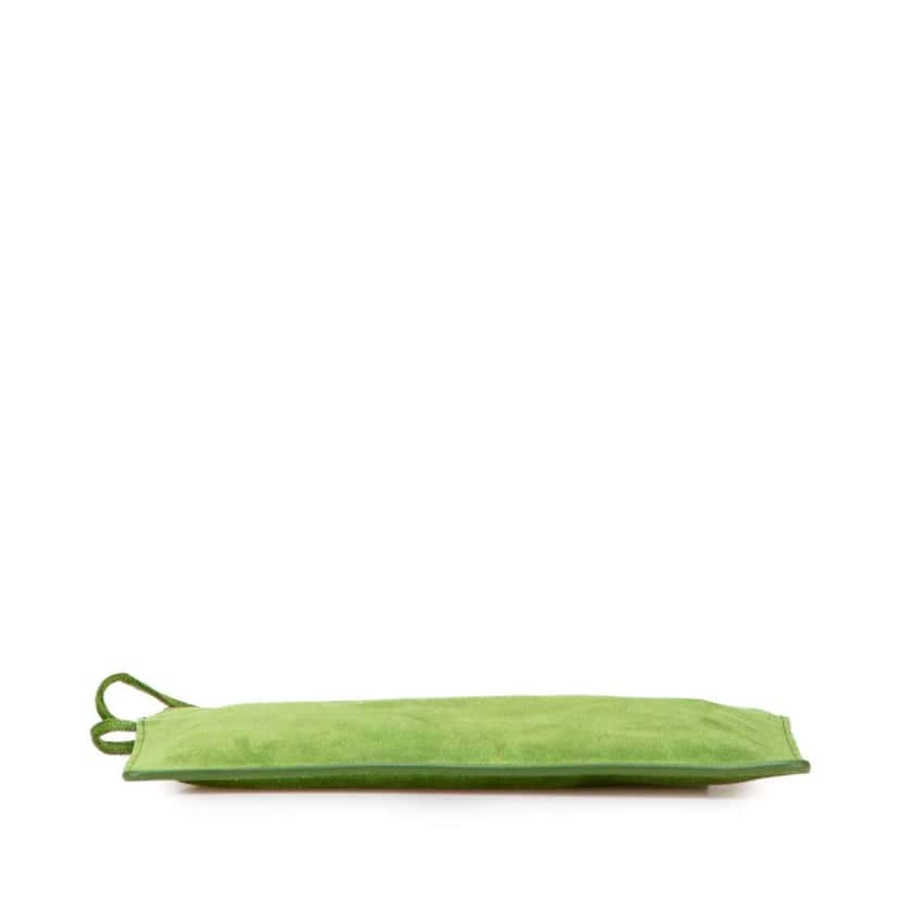 Bottega Veneta Suede Clutch Green Leather Very good condition - Inside View