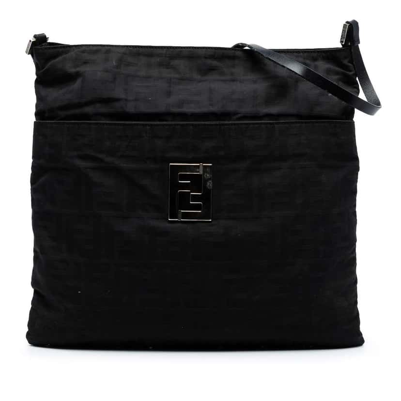 Fendi Zucca Canvas Shoulder Bag Black Canvas Very good condition - Front View