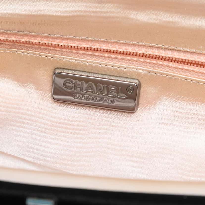 Chanel CC Pleated Satin Frame Evening Clutch Black Satin Good condition - Box View