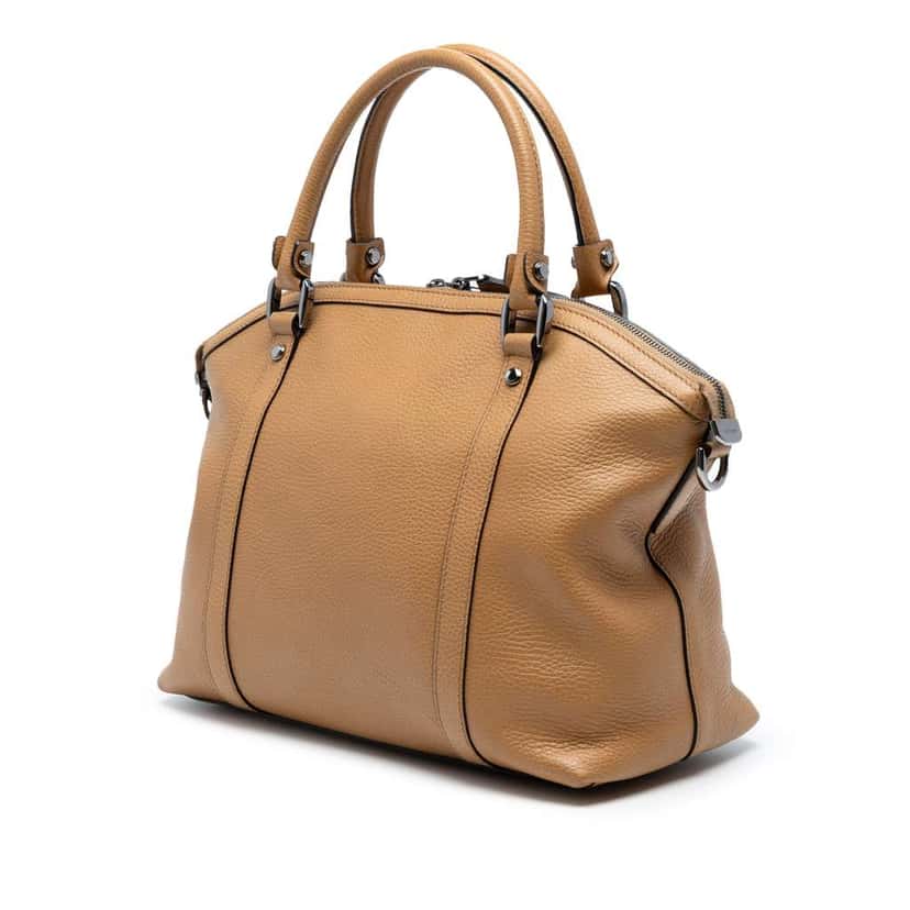 Gucci Leather GG Charm Dome Satchel Brown Leather Good condition - Back View