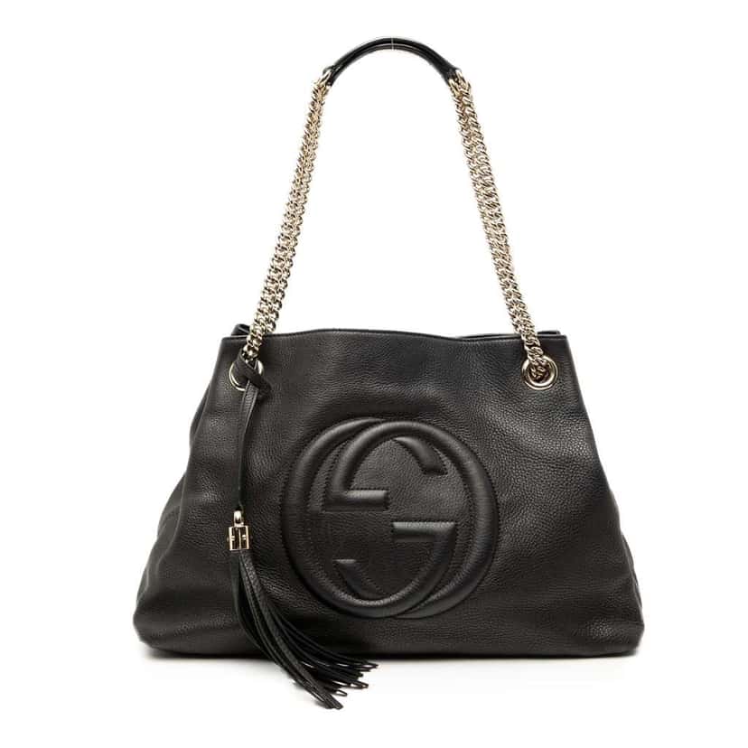 Gucci Medium Leather Soho Chain Tote Black Leather Good condition - Front View