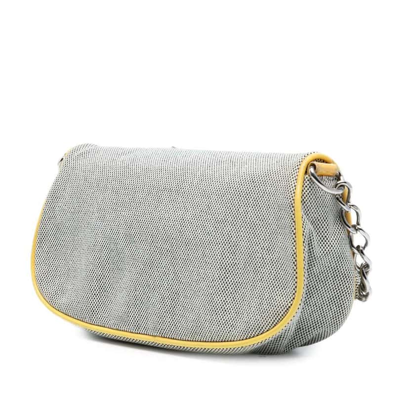Chanel Canvas CC Camellia No. 5 Shoulder Bag Grey Canvas Good condition - Back View