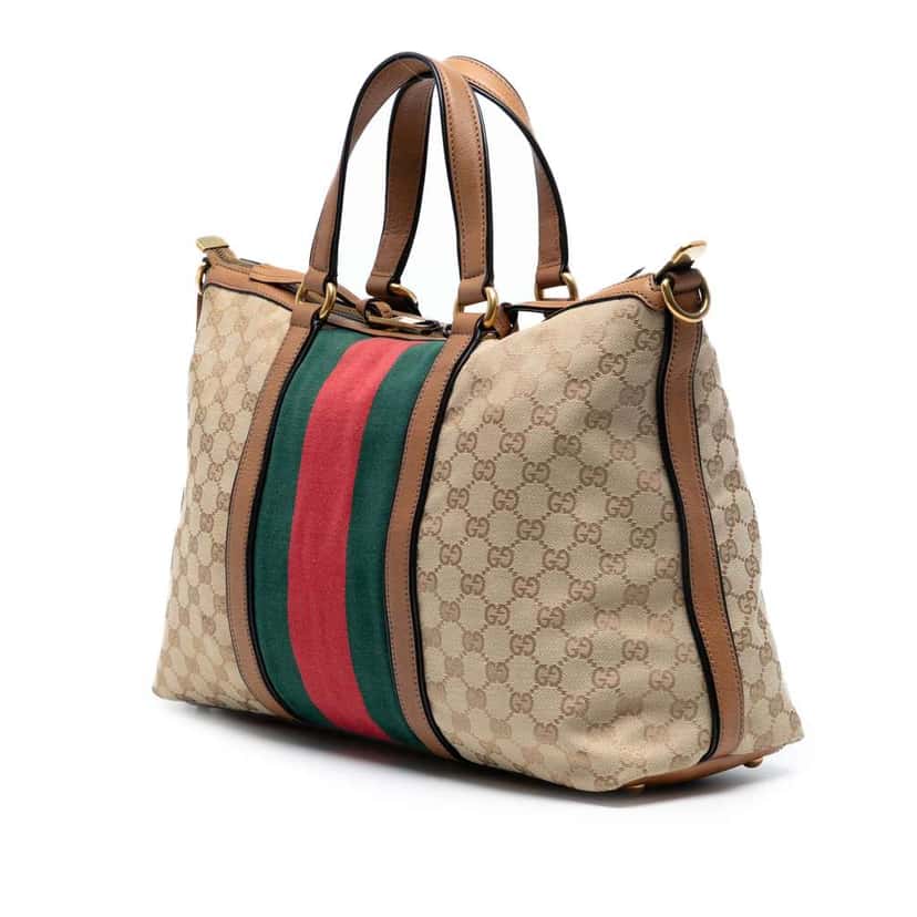 Gucci Medium GG Canvas Rania Top Handle Bag Brown Canvas Good condition - Back View