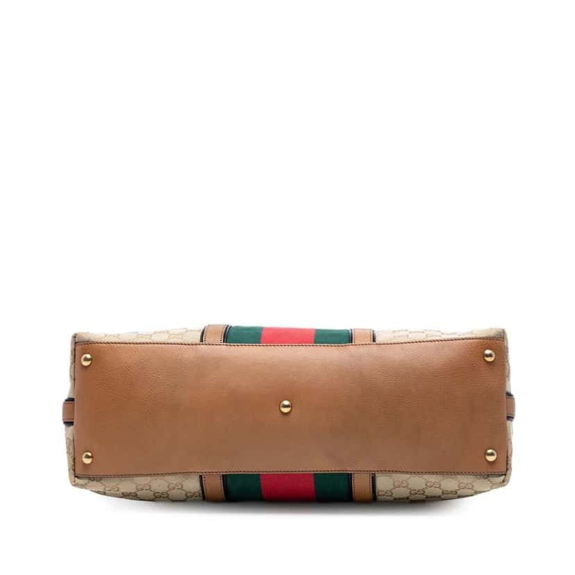 Gucci Medium GG Canvas Rania Top Handle Bag Brown Canvas Good condition - Inside View