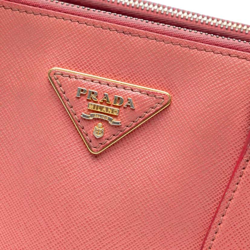 Prada Small Saffiano Lux Galleria Double Zip Satchel Pink Leather Good condition - Box View