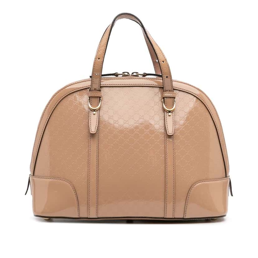 Gucci Small Microguccissima Patent Nice Satchel Brown Leather Good condition - Front View