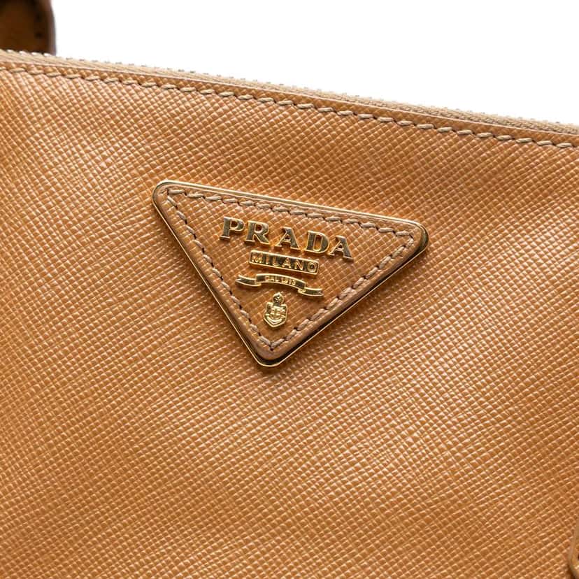 Prada Extra Large Saffiano Lux Galleria Double Zip Tote Brown Leather Good condition - Box View