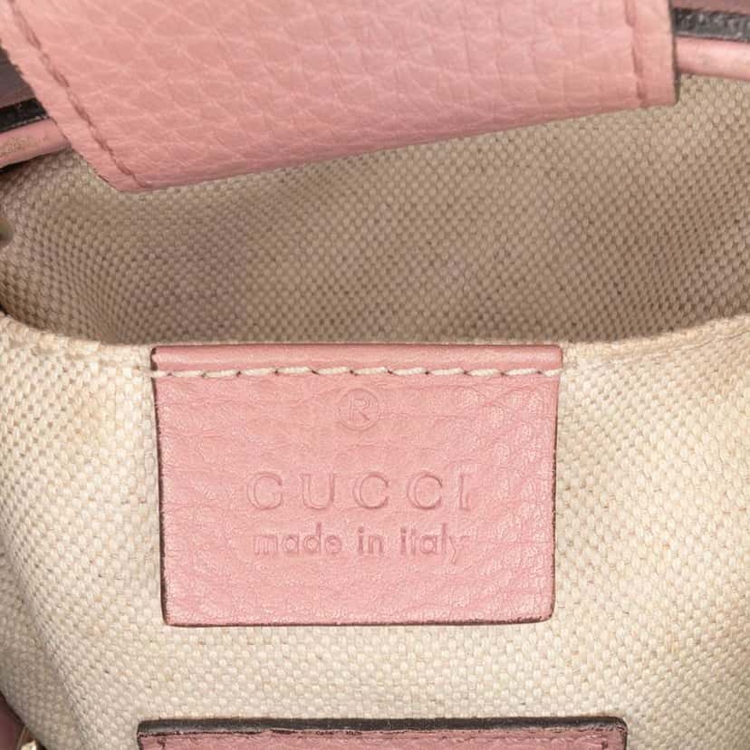 Gucci Mini Bicolor Calfskin Bamboo Shopper Satchel Pink Leather Good condition - Box View