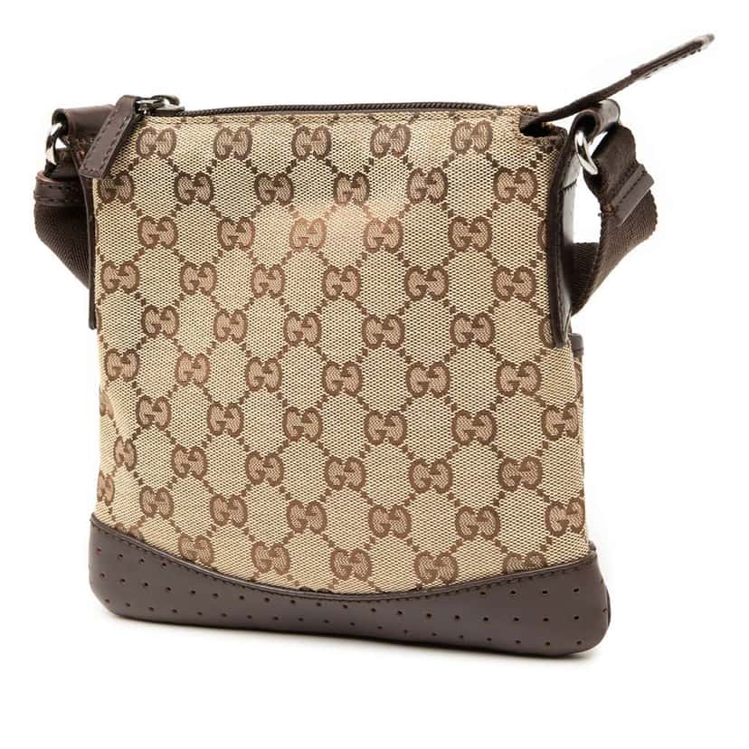 Gucci Small GG Canvas Perforated Crossbody Brown Canvas Good condition - Back View