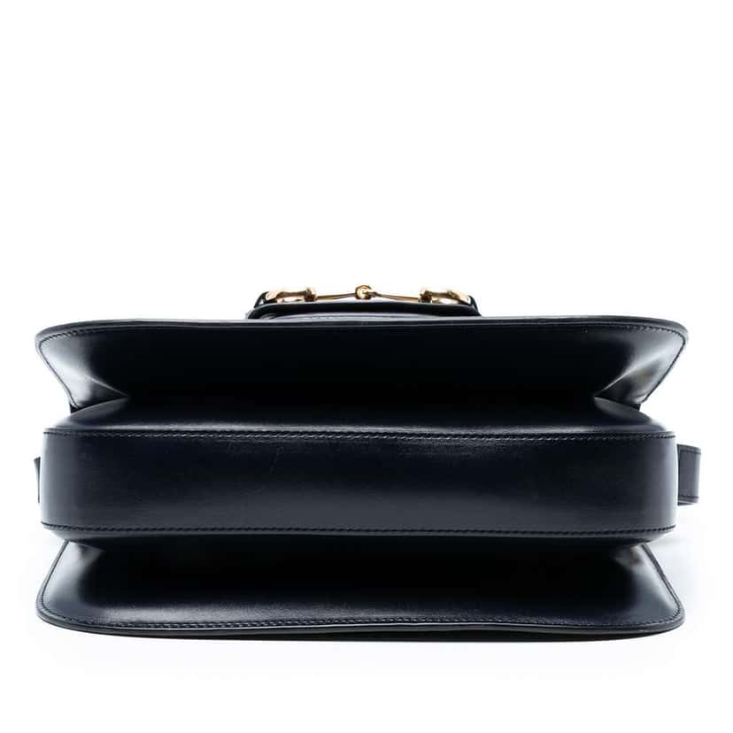 Gucci Medium Leather Web 1955 Horsebit Shoulder Bag Black Leather Good condition - Inside View