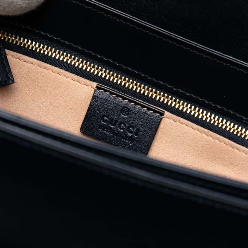 Gucci Medium Leather Web 1955 Horsebit Shoulder Bag Black Leather Good condition - Box View