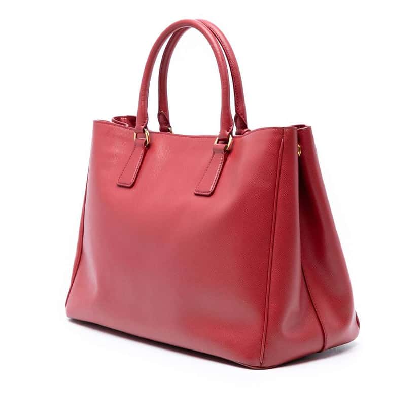 Prada Large Saffiano Lux Galleria Satchel Red Leather Good condition - Back View