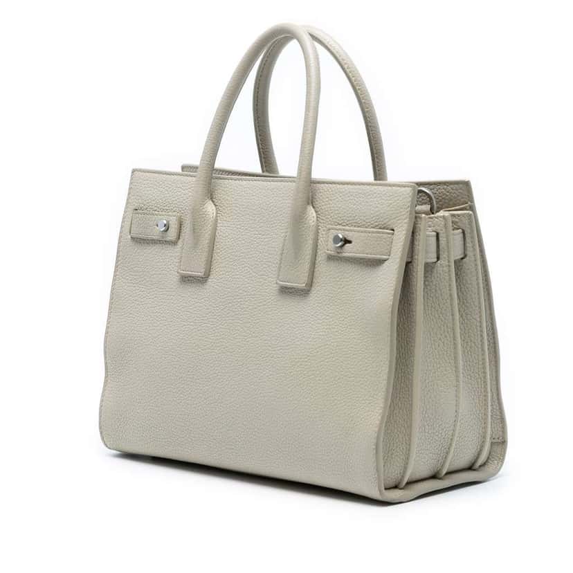 Saint Laurent Baby Grained Calfskin Sac de Jour Satchel White Leather Good condition - Back View