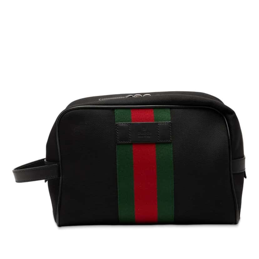 Gucci Techno Web Canvas Clutch Black Canvas Good condition - Front View