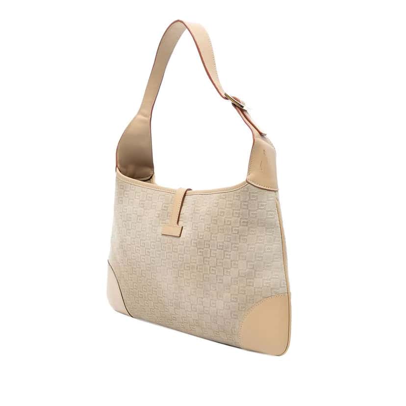 Gucci G Square Suede Jackie Hobo Brown Leather Good condition - Back View