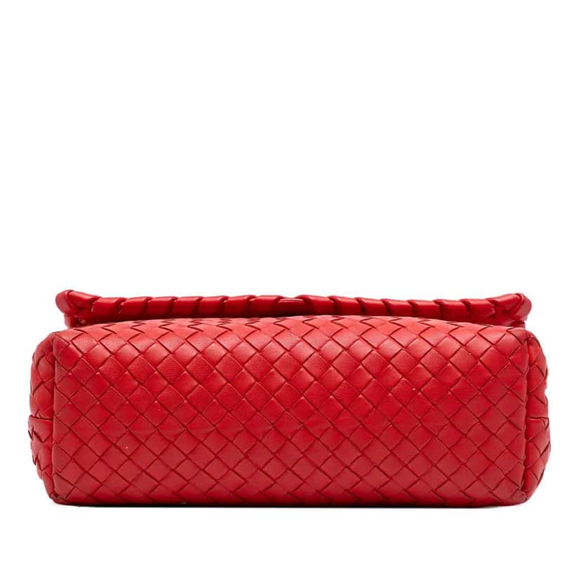 Bottega Veneta Small Nappa Intrecciato Olimpia Shoulder Bag Red Leather Good condition - Inside View