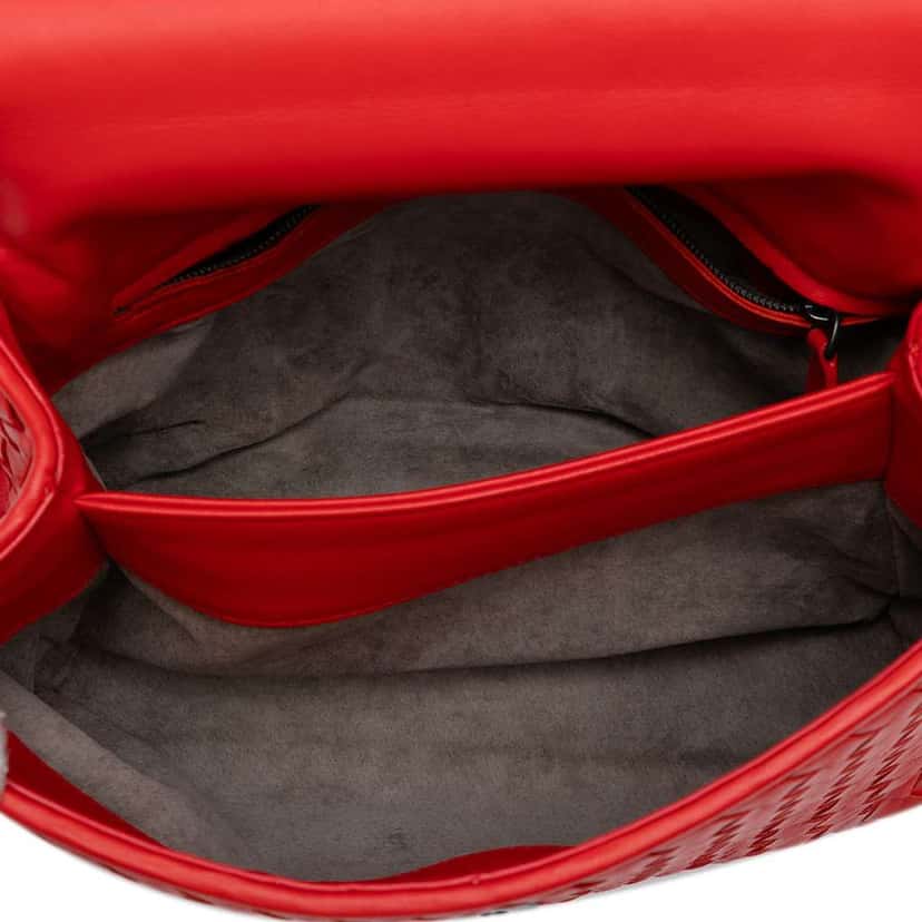 Bottega Veneta Small Nappa Intrecciato Olimpia Shoulder Bag Red Leather Good condition - Model View
