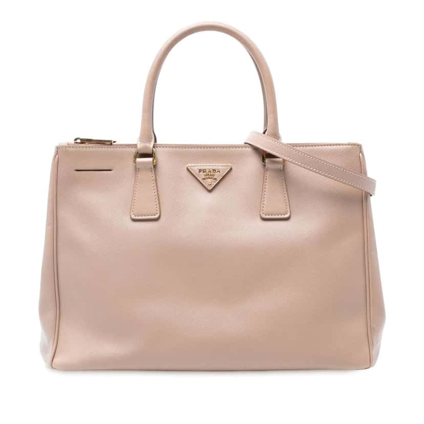 Prada Medium Saffiano Lux Galleria Double Zip Satchel Brown Leather Good condition - Front View