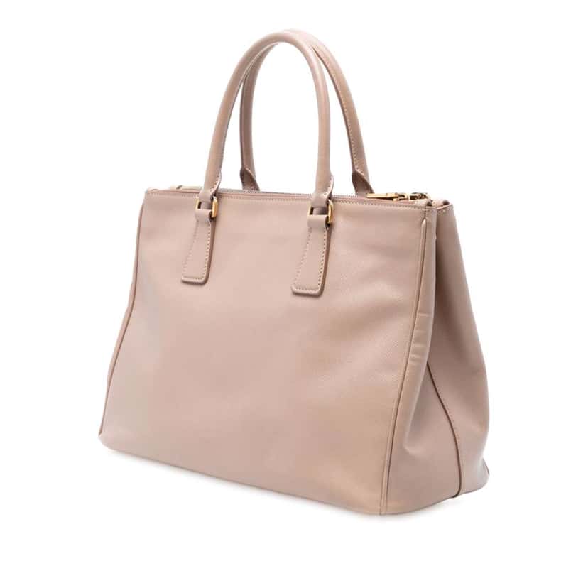 Prada Medium Saffiano Lux Galleria Double Zip Satchel Brown Leather Good condition - Back View