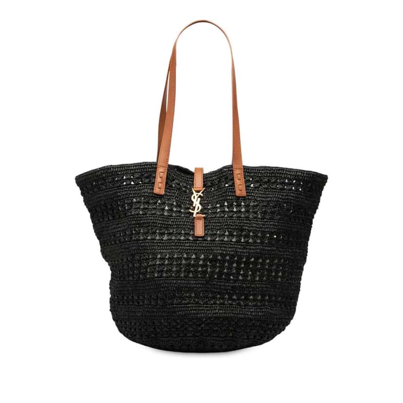 Saint Laurent Medium Raffia Panier Tote Black Good condition - Front View