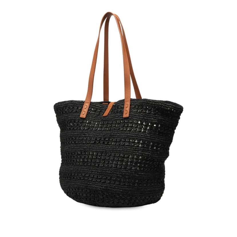 Saint Laurent Medium Raffia Panier Tote Black Good condition - Back View