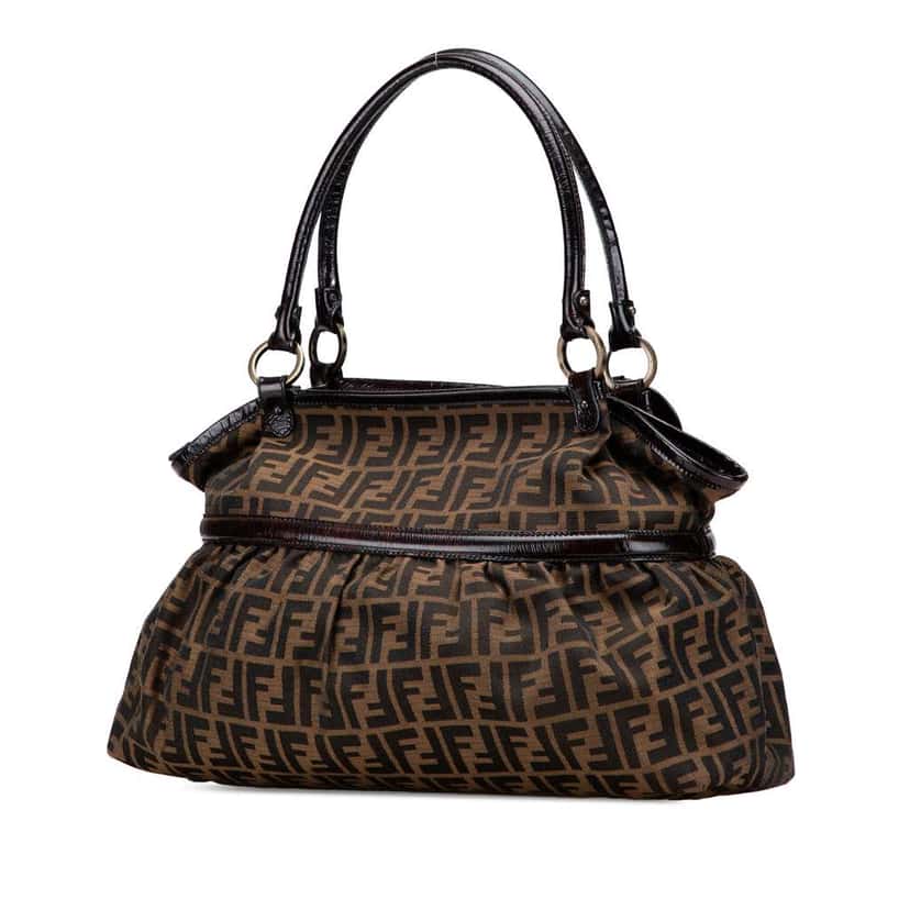 Fendi Large Zucca Canvas Chef Shoulder Bag Brown Canvas Good condition - Back View