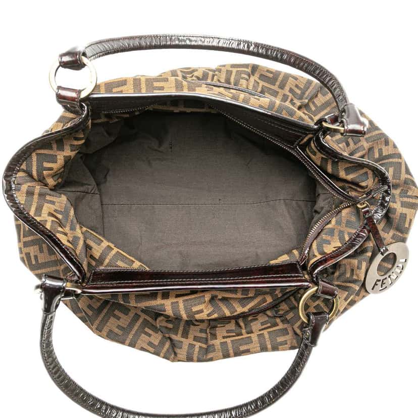 Fendi Large Zucca Canvas Chef Shoulder Bag Brown Canvas Good condition - Model View