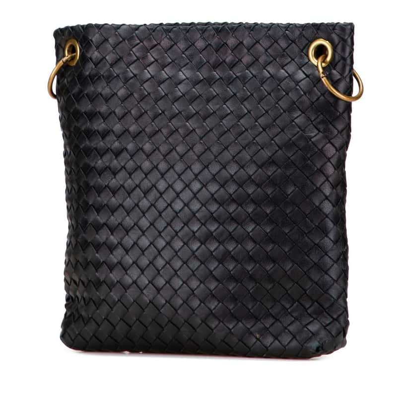 Bottega Veneta Nappa Intrecciato Crossbody Black Leather Good condition - Back View