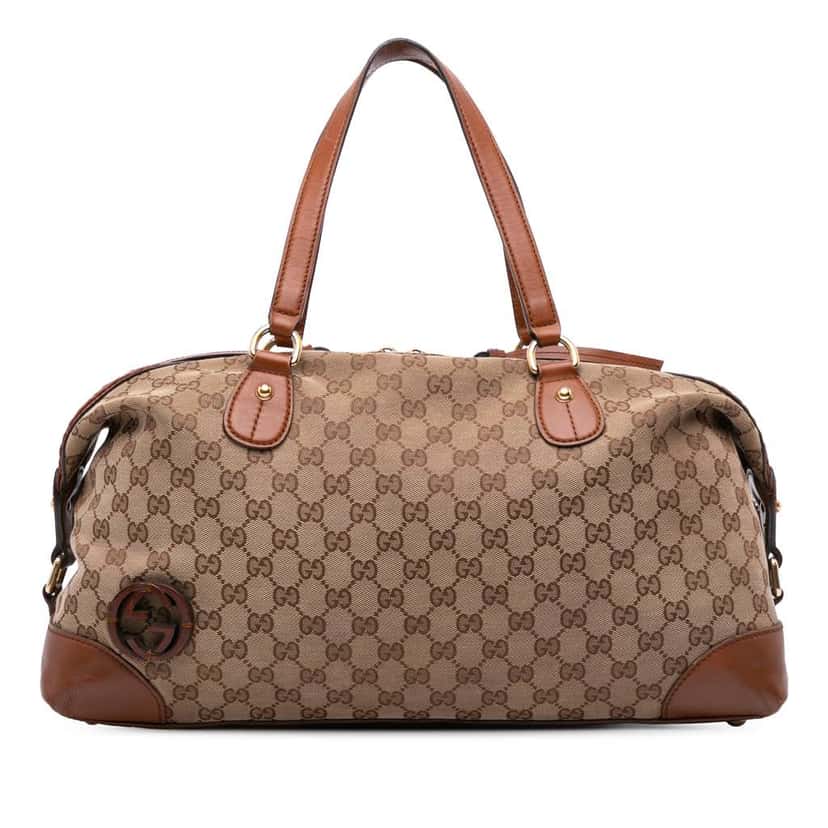 Gucci GG Canvas Brick Lane Satchel Brown Canvas Good condition - Front View