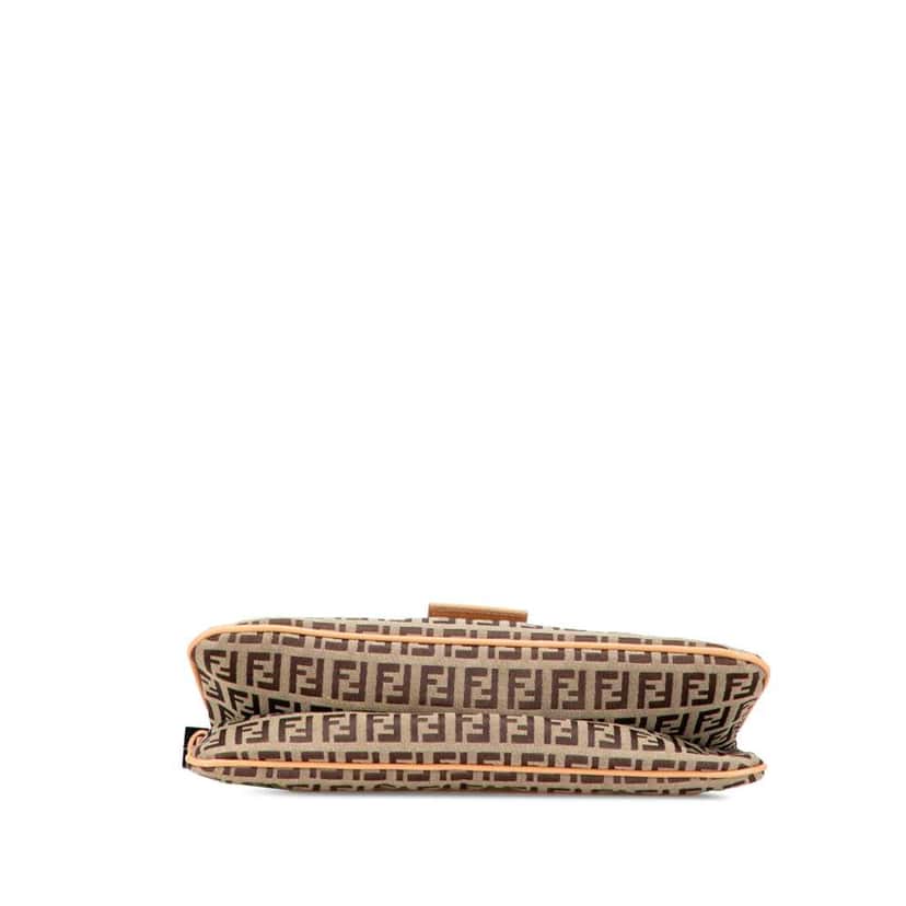 Fendi Zucchino Canvas Double Flap Shoulder Bag Brown Canvas Good condition - Inside View