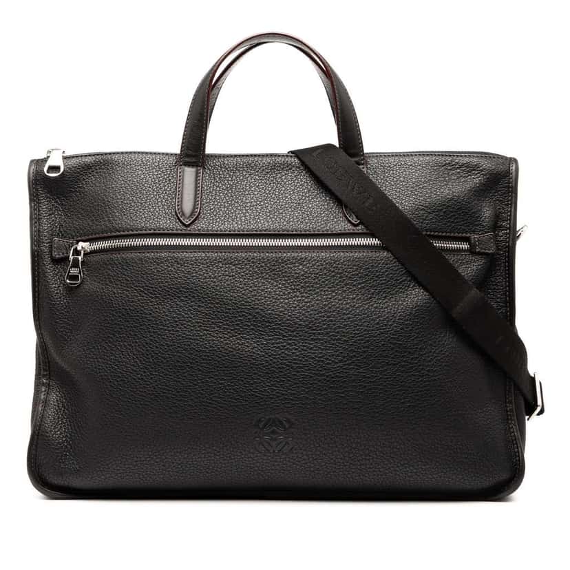 Loewe Leather Anagram Briefcase Black Leather Good condition - Front View