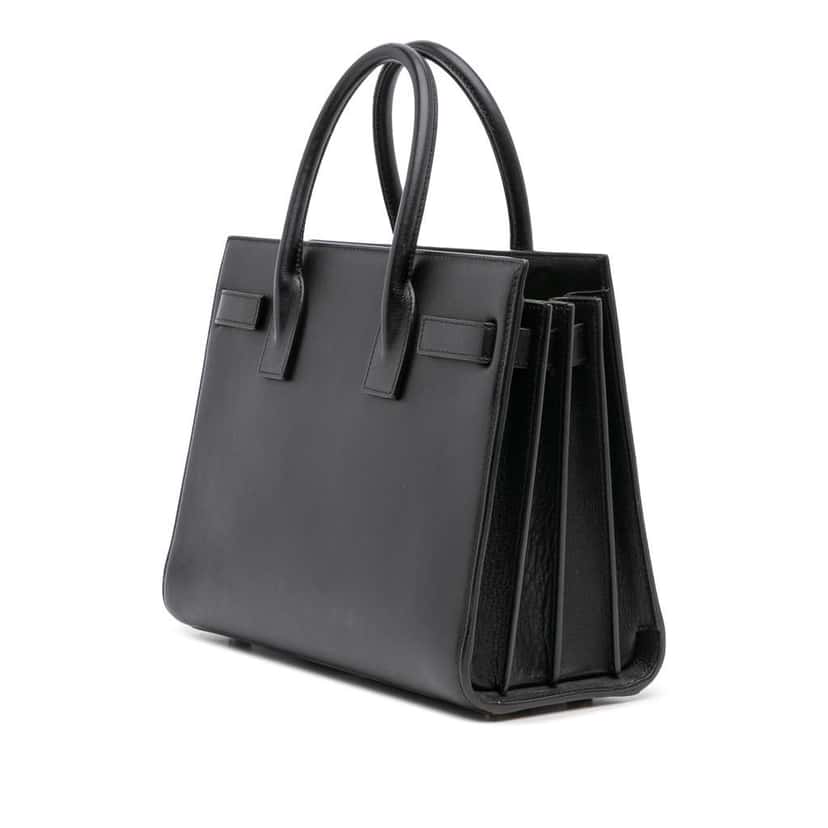 Saint Laurent Baby Leather Patch Embellished Sac De Jour Satchel Black Leather Good condition - Back View
