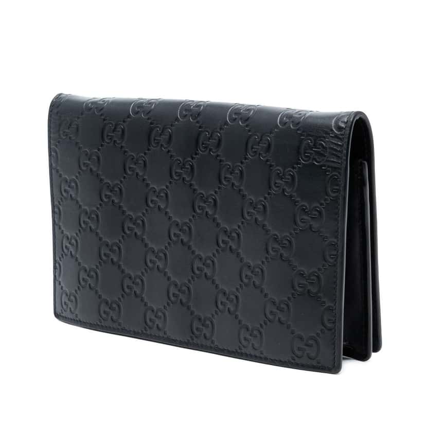 Gucci Mini Guccissima Bow Signature Wallet On Chain Black Leather Very good condition - Back View