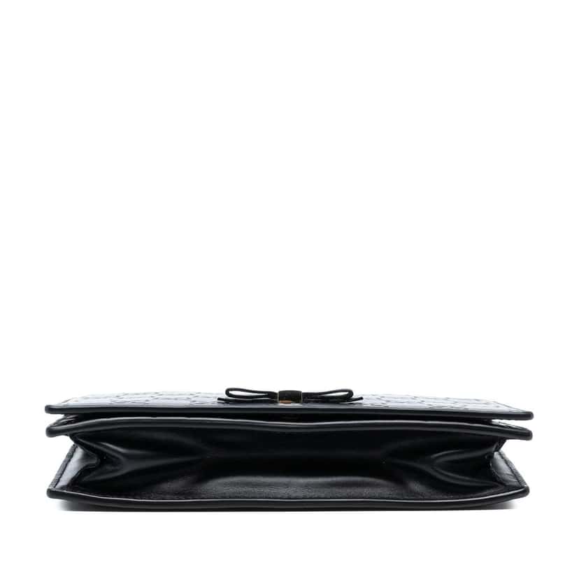 Gucci Mini Guccissima Bow Signature Wallet On Chain Black Leather Very good condition - Inside View