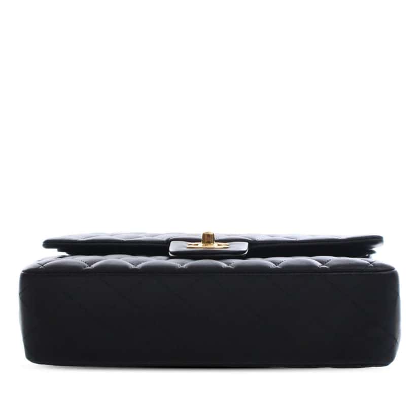 Chanel Medium Classic Lambskin Double Flap Black Leather Good condition - Inside View