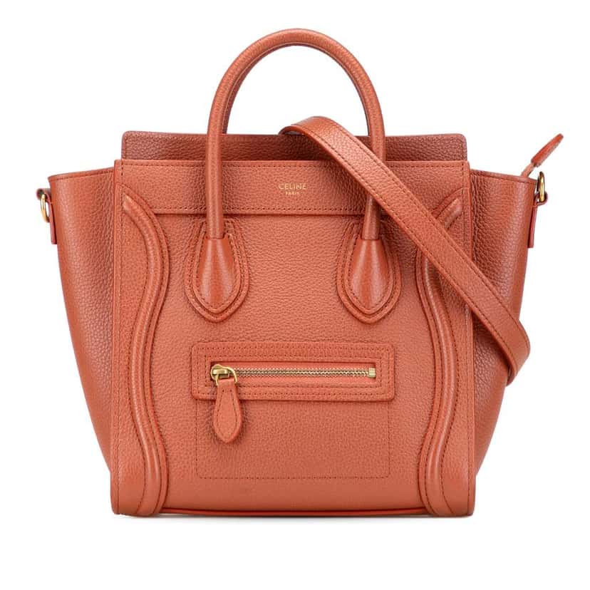 Celine Nano Leather Luggage Tote Orange Leather Good condition - Front View