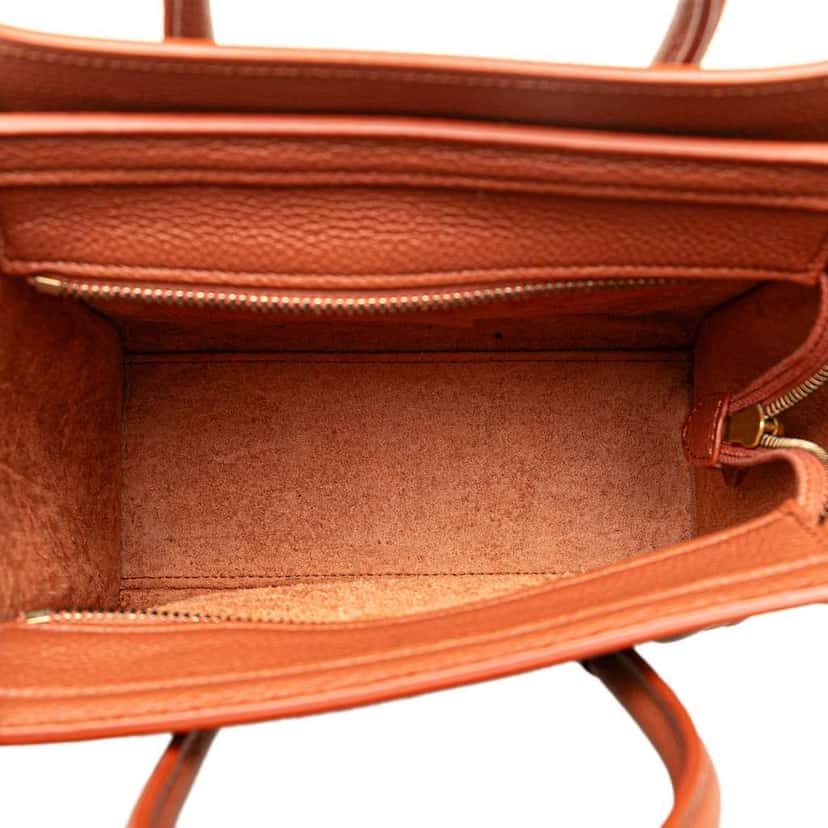 Celine Nano Leather Luggage Tote Orange Leather Good condition - Model View