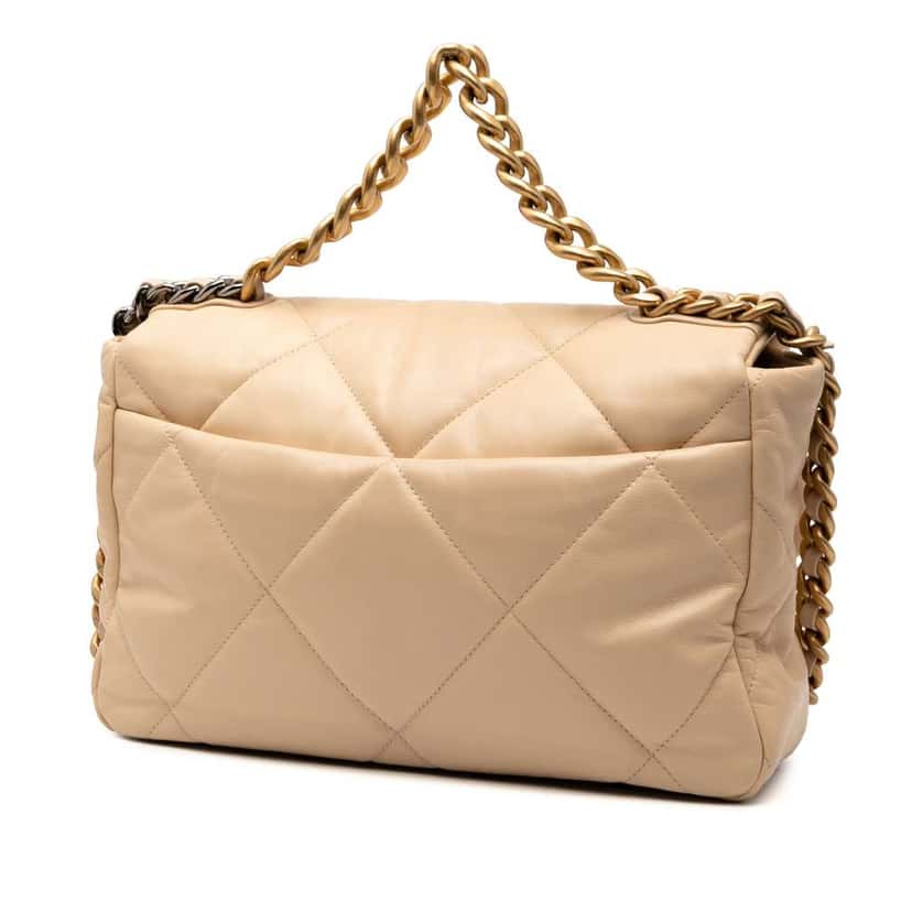 Chanel Large Lambskin 19 Flap Brown Leather Good condition - Back View