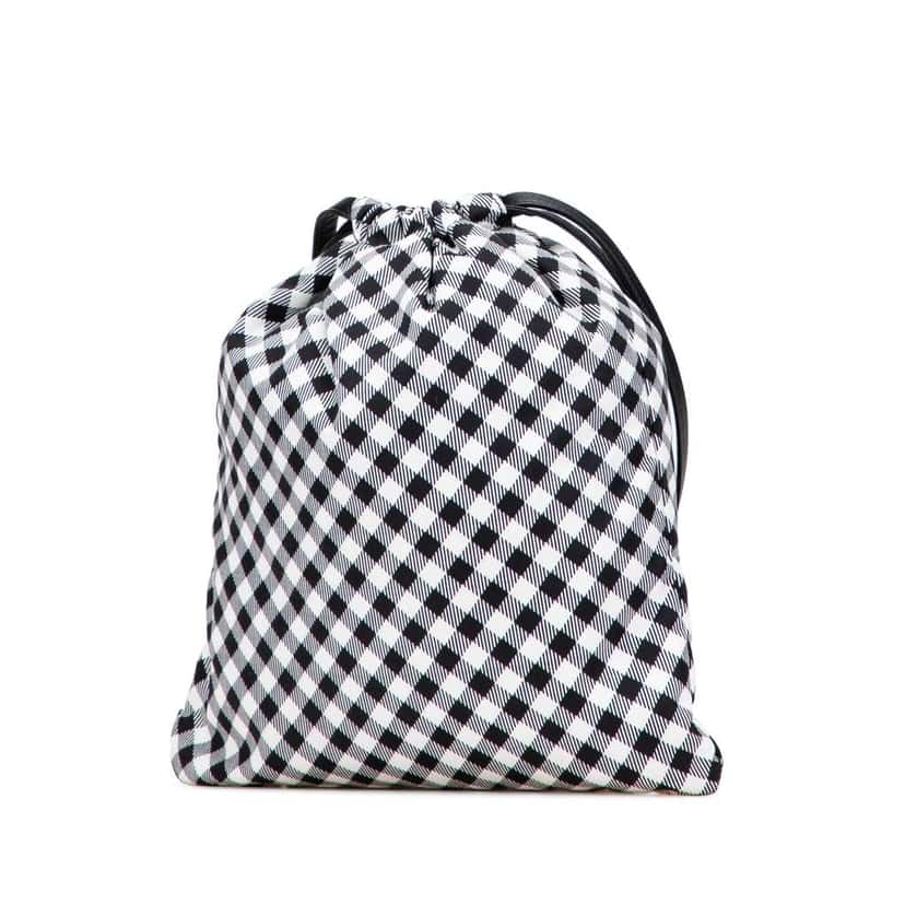 Miu Miu Nylon Gingham Drawstring Pouch Blue Good condition - Back View