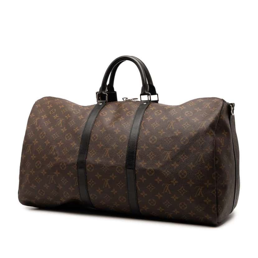 Louis Vuitton Monogram Macassar Keepall Bandouliere 55 Brown Good condition - Back View