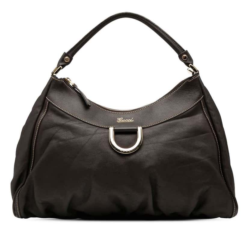 Gucci Leather Abbey D Ring Shoulder Bag Brown Leather Good condition - Front View