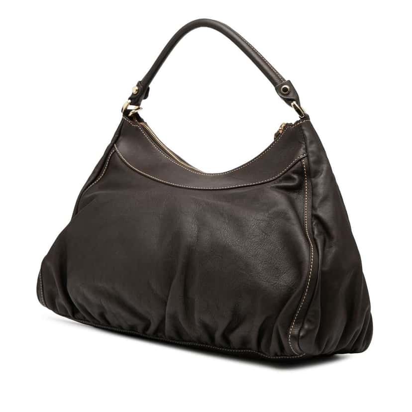 Gucci Leather Abbey D Ring Shoulder Bag Brown Leather Good condition - Back View