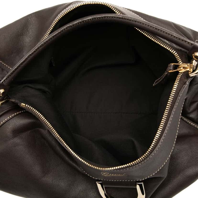 Gucci Leather Abbey D Ring Shoulder Bag Brown Leather Good condition - Model View