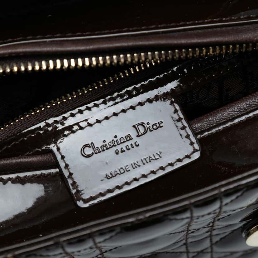 Dior Medium Patent Cannage Lady Dior Brown Leather Good condition - Box View