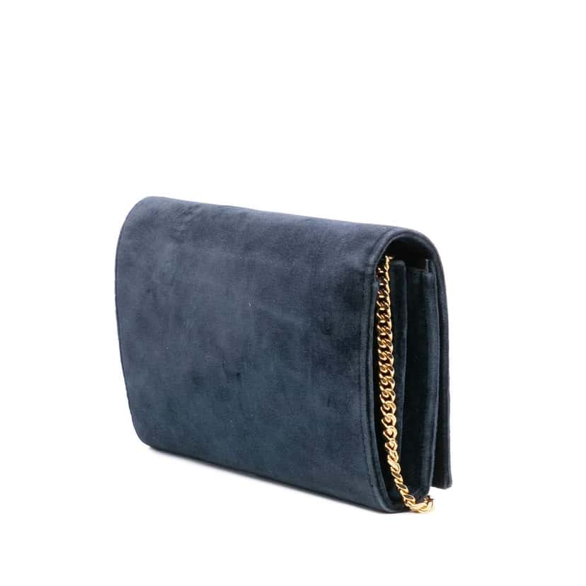 Saint Laurent Suede Monogram Kate Chain Wallet Green Leather Good condition - Back View