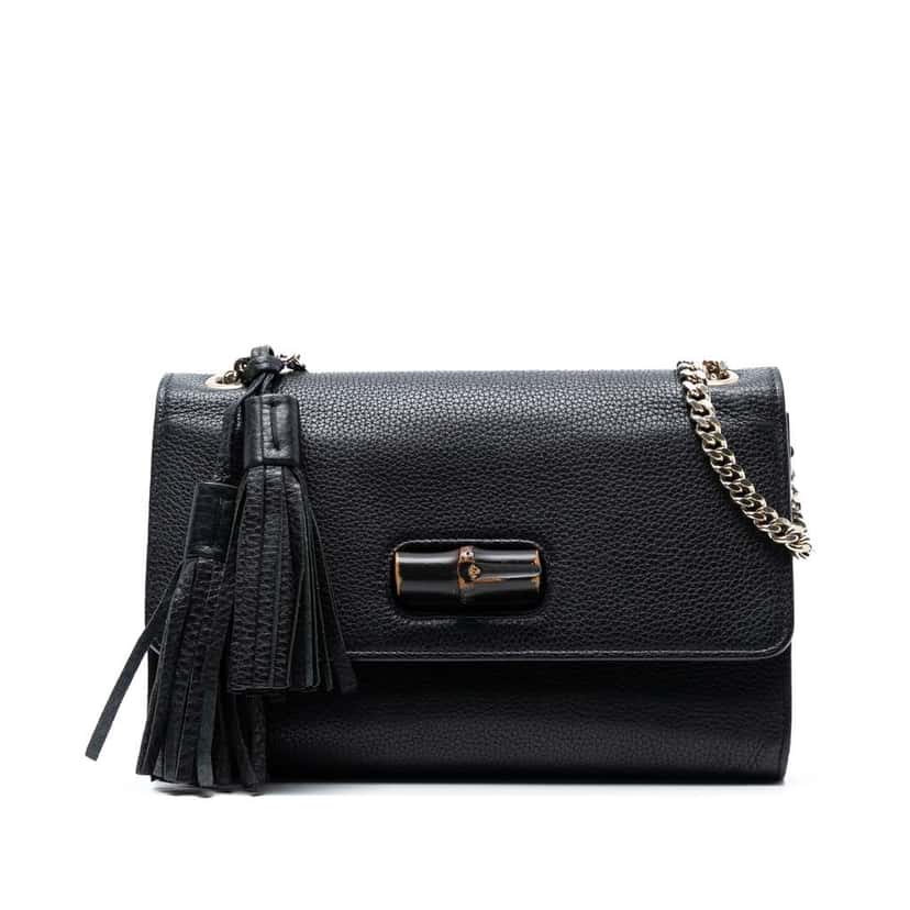 Gucci Medium Leather Miss Bamboo Crossbody Black Leather Good condition - Front View