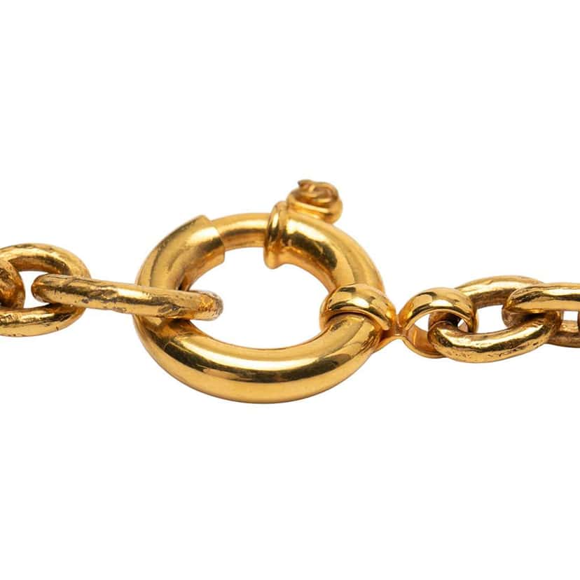 Chanel Gold Plated Gripoix CC Heart Pendant Necklace Gold Metal Good condition - Inside View