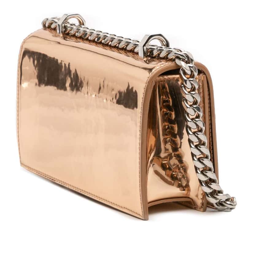 Alexander McQueen Mini Metallic Calfskin Jewelled Crossbody Gold Leather Very good condition - Back View